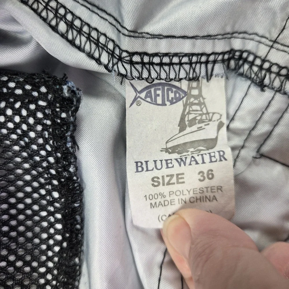 AFTCO Bluewater Board Shorts‎ Mens 38 Blue Camo UPF 50 Stretch Fishing Quick Dry